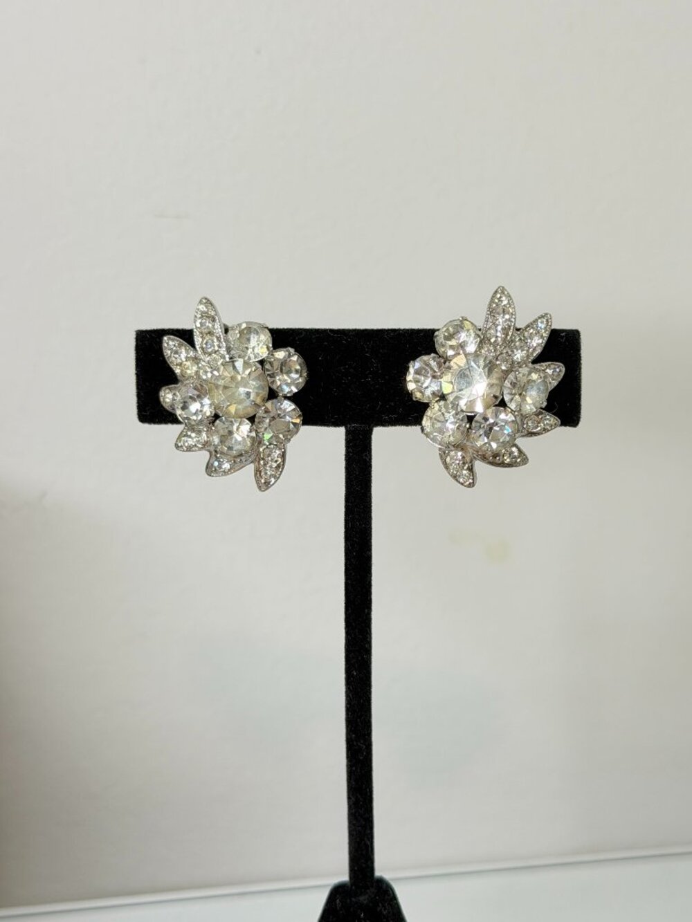 EISENBERG Vintage Silver Tone Clip-On Earrings Signed Designer Statement Jewelry